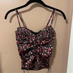 NWT For Love and Lemons Black Floral Bustier Corset Top